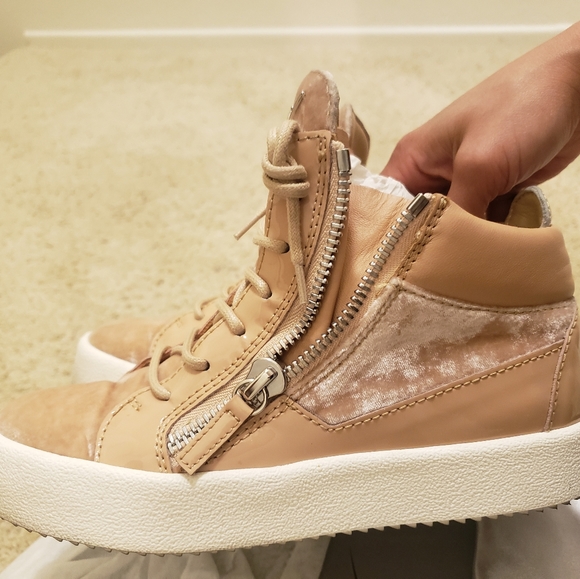 High top sneakers Giuseppe zanotti (nude rose color) velvet material - Picture 3 of 4